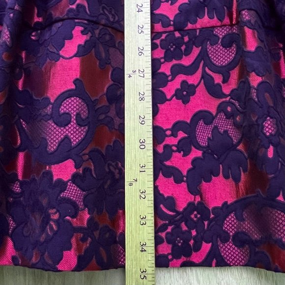 ELIZA J Shimmery Red A Line Black Floral Lace Zip Back Dress sz 2 - Picture 10 of 10